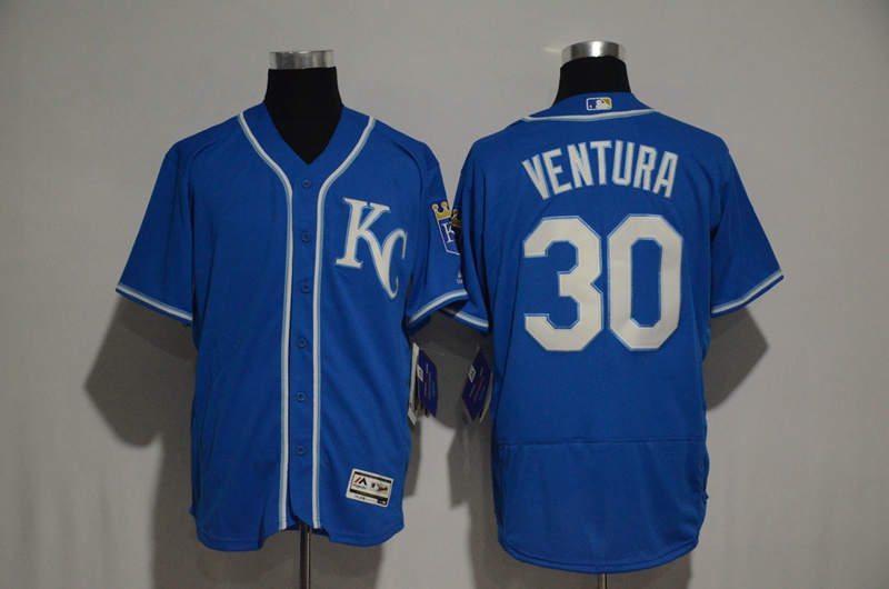 2017 MLB Kansas City Royals #30 Yordano Ventura Blue jerseys2->atlanta braves->MLB Jersey
